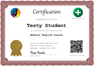 Medical English Online Course Certificate