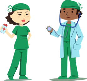 Medical English Online Course mascot and logo